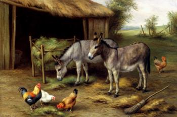 Edgar Hunt : Donkeys And Poultry